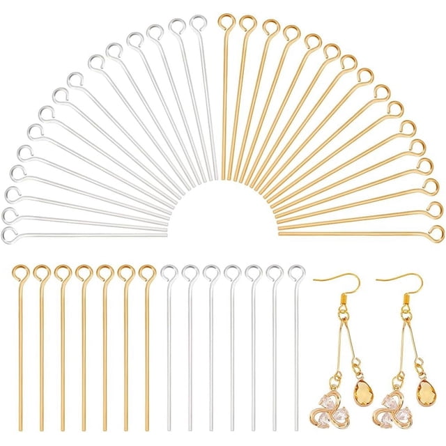 160 piezas de pasadores de cabeza de acero inoxidable 304 de 30 mm (1,1 pulgadas), accesorios de calibre 21 (0,7 mm), pasador de ojo abierto