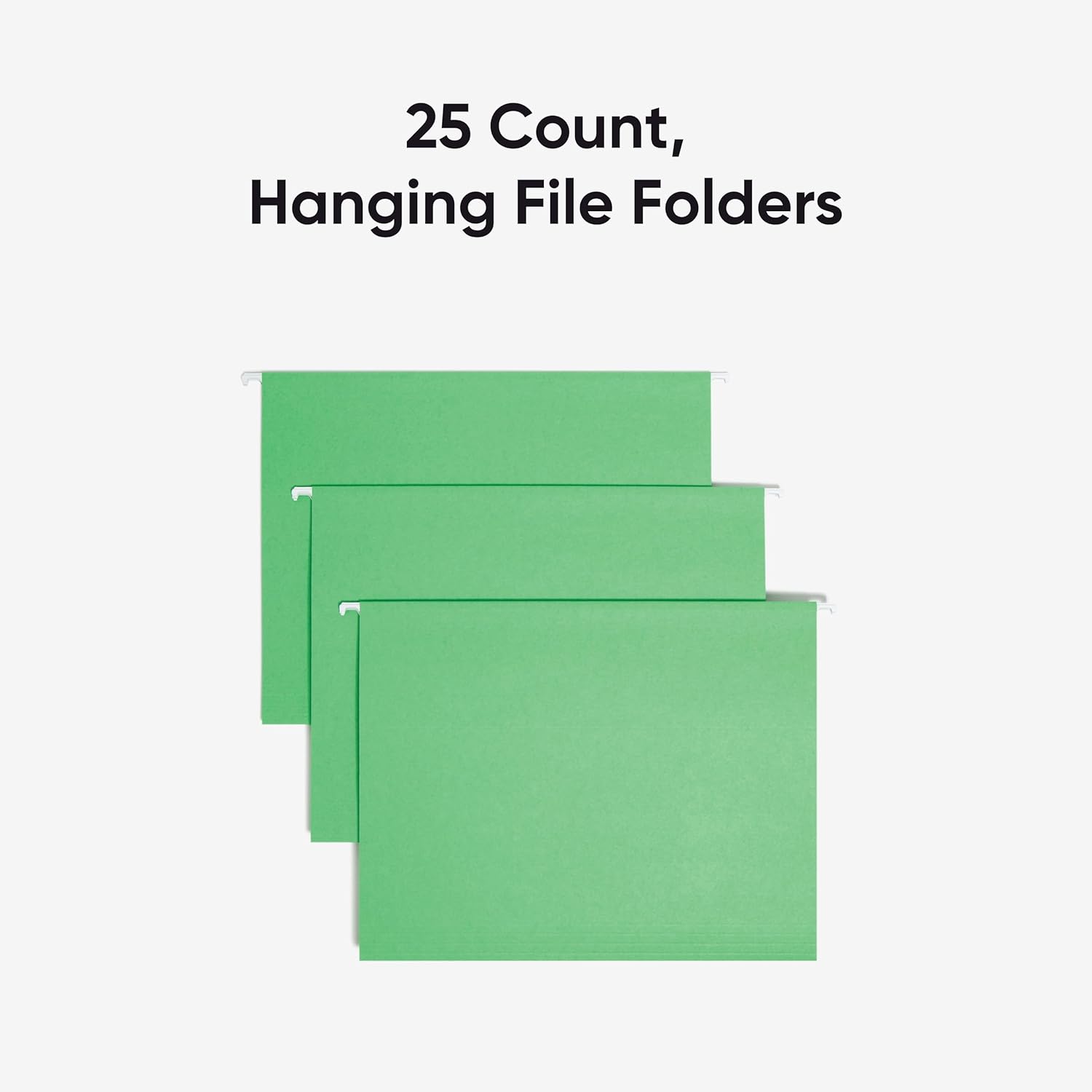 Standard Hanging File Folders, 25 Count, Green, 1/5-Cut Adjustable Tabs, Letter Size (64061)