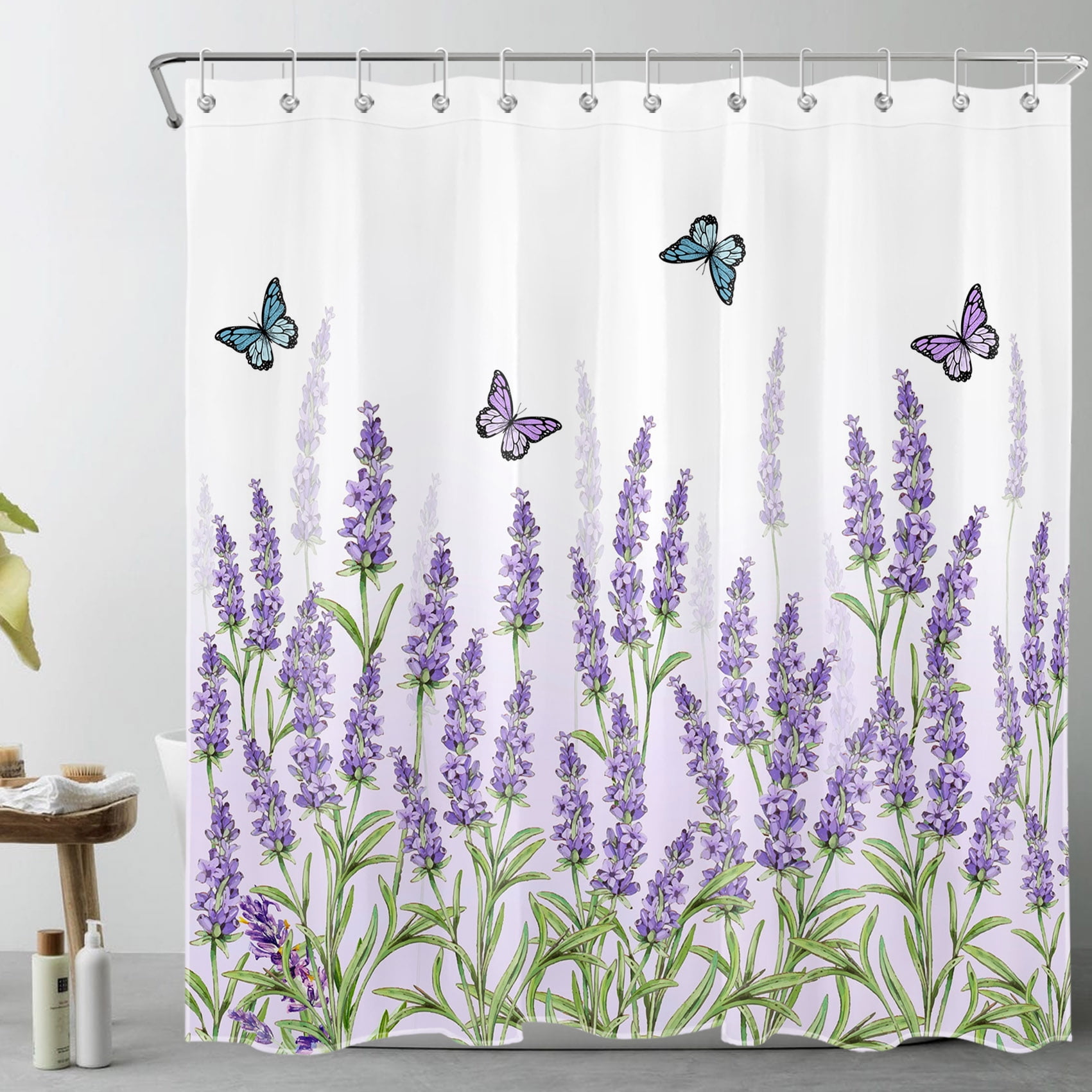 HVEST Purple Lavender Shower Curtain for Bathroom,Vintage Colorful