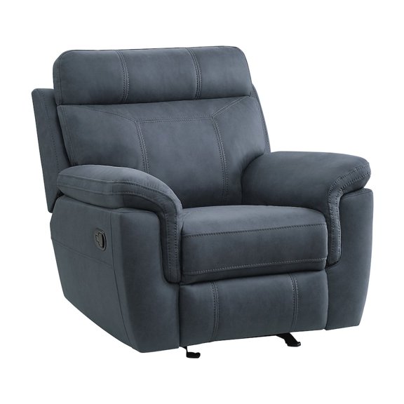 Lexicon Clifton 40" Polished Microfiber Glider Reclining Chair in Blue