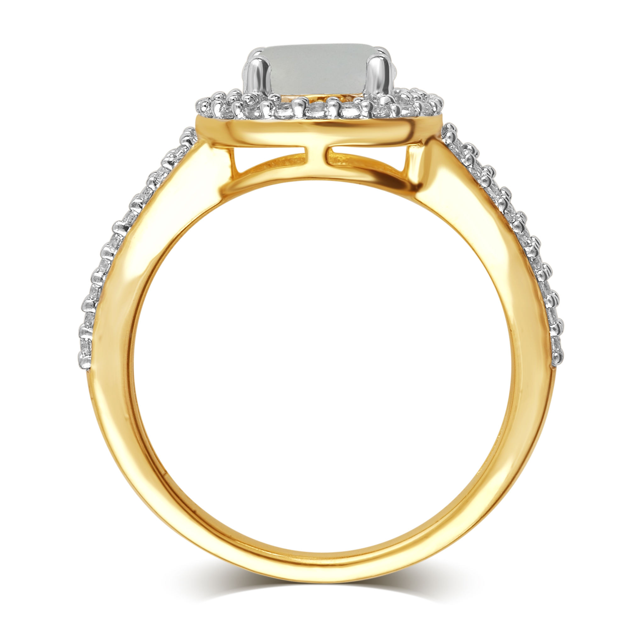 Pearl and White Sapphire Halo Birthstone Ring in Sterling Silver
