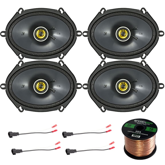 Kicker 46CSC684 450W (Per Pair) 6x8" 2-Way Car Coaxial Speakers, EFDSH98UP Speaker Harness Adapter W/ Red Bullet for Select Ford Vehicles 1998-UP, 16-Gauge 50 Foot Speaker Wire