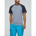 thumbnail image 3 of Mostdary Men Swimwear Sun Protection Beach Shirt UPF50+ Loose Swim Tops Crew Neck Mens Stretchy Short Sleeve Quick Dry Color Block Light Gray L, 3 of 4