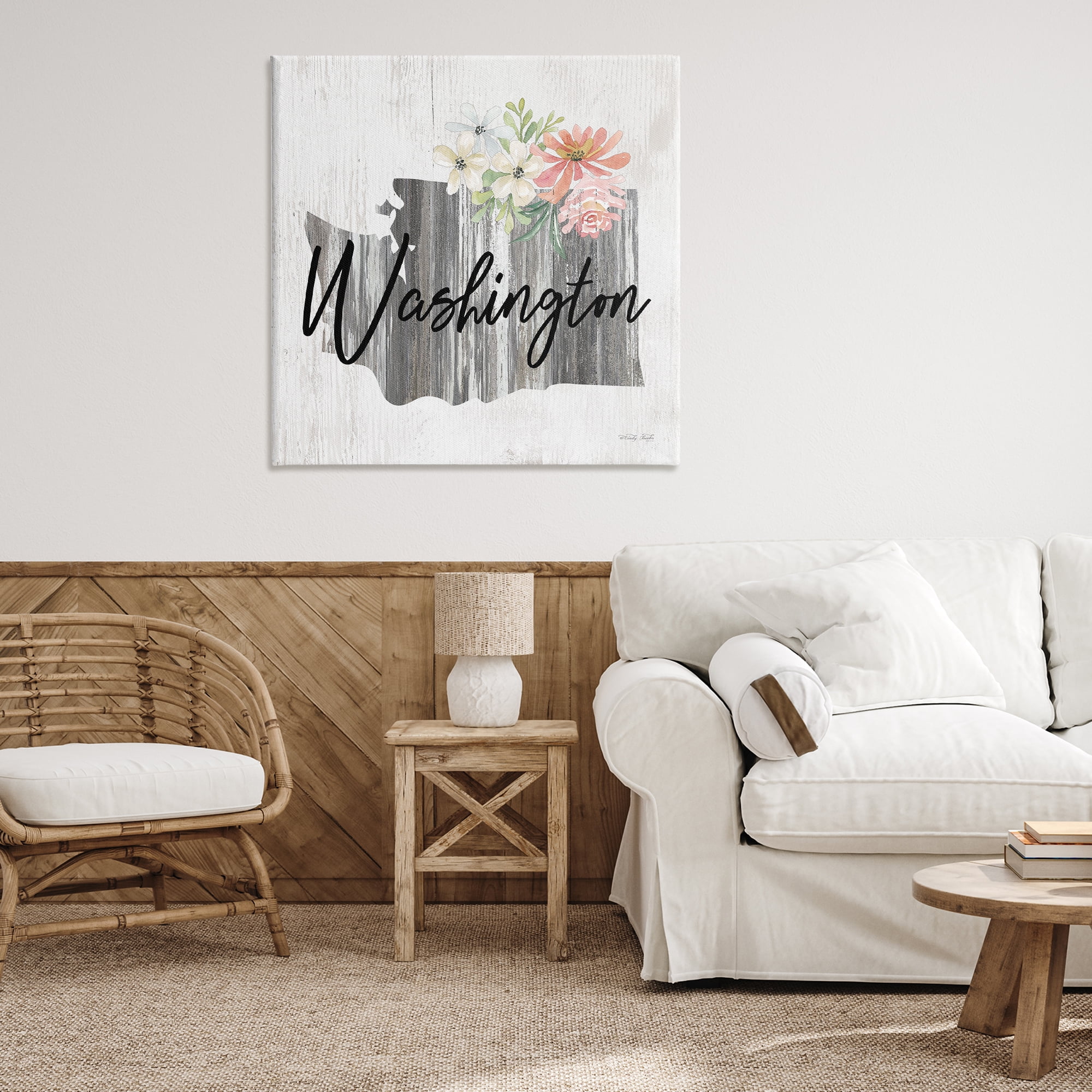 Stupell Industries Shabby Chic Washington Botanical & Floral Painting Gallery Wrapped Canvas Art Print Wall Art, 36 x 36