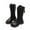 Black, variant on Wide Calf Boots for Girls, PU Leather Mid Calf Boot Platform Block Heel Boots Waterproof Shoes Back Zip Booties Cowgirl Cowboy Boot Casual Walking Shoes Round Toe Riding Booties for Kids