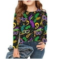 thumbnail image 4 of Penkiiy Carnival Blouse Boys Girls Mardi Gras Fashion Printing Casual Round-Neck Long Sleeve T-shirt Blouse 4 Years Purple, 4 of 4