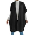 thumbnail image 3 of Women'S Ribbed Knit Cardigan Batwing Short Sleeve Oversized Casual Sweater Chunky Side Split Long Coat Black One size, 3 of 9