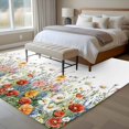 thumbnail image 4 of Spring Flower Large Area Rugs 6x9 ft Red Pink Orange Floral Leaves Natural Washable Rug Non Slip Indoor Carpet Absorbent Floor Mat for Living Room Bedroom Dining Room, 4 of 9