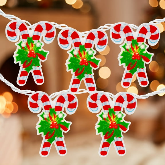 Northlight Candy Cane Christmas Light Set - Clear - 6' White Wire - 10ct