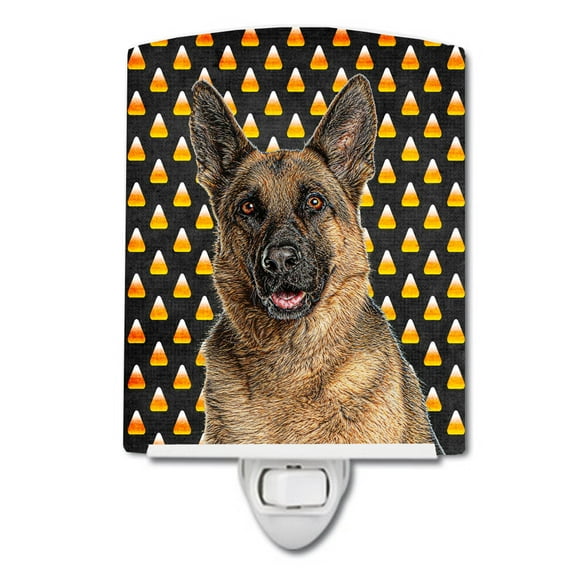 Caroline's Treasures KJ1215CNL Candy Corn Halloween German Shepherd Ceramic Night Light, 6x4x3", multicolor