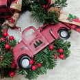 thumbnail image 6 of Truck Christmas Wreath for Front Door Outside, Vintage Buffalo Plaid Red Truck Wreath, Pinecone Farmhouse Wreath Rustic Autumn Thanksgiving Wreath, 6 of 9