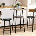 thumbnail image 2 of Counter Height Table Set of 3, Breakfast Bar Table and Stool Set, Minimalist Dining Table with Backrest Stools, Wood Top Pub Table & Chair Set for Kitchen Apartment Bistro - Rustic Brown, 2 of 8