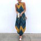 thumbnail image 2 of Vestido de verano para mujer, informal, sin mangas, cuello halter, tirantes, falda, abertura, maxivestido estampado Pompotops  ghjkhdj2407, 2 of 4