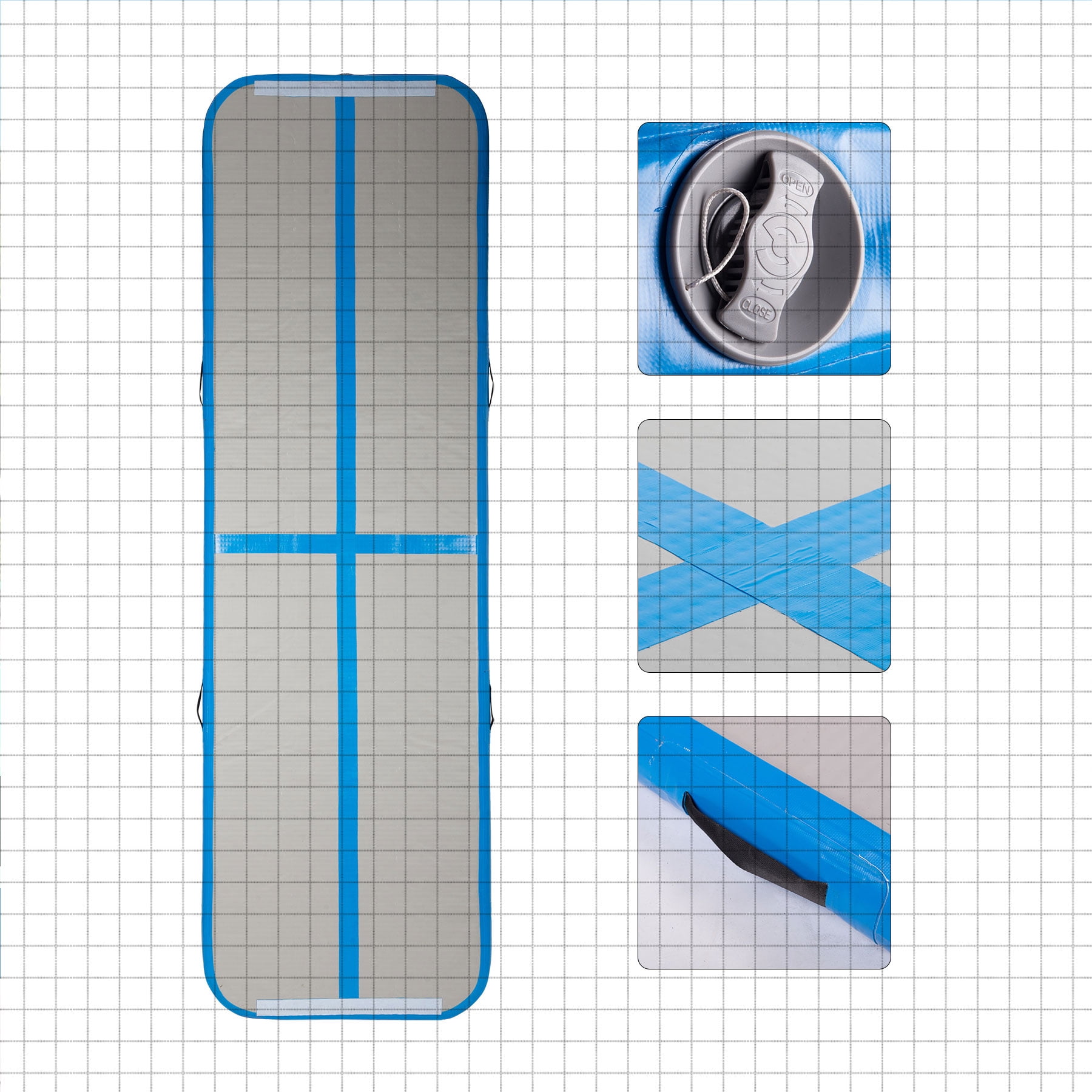 3m/10ft Inflatable Gymnastics Airtrack Tumbling Mat Air Track Floor Mats with Electric Air Pump for Home Use/Training/Cheerleading/Beach/Park and Water