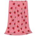 thumbnail image 2 of Honeii Strawberries Print Fleece Blanket - Throw Blanket for Bed, Sofa, Couch, Camping, and Travel , Microplush Ultra Soft Warm Blanket-40"x30", 2 of 7