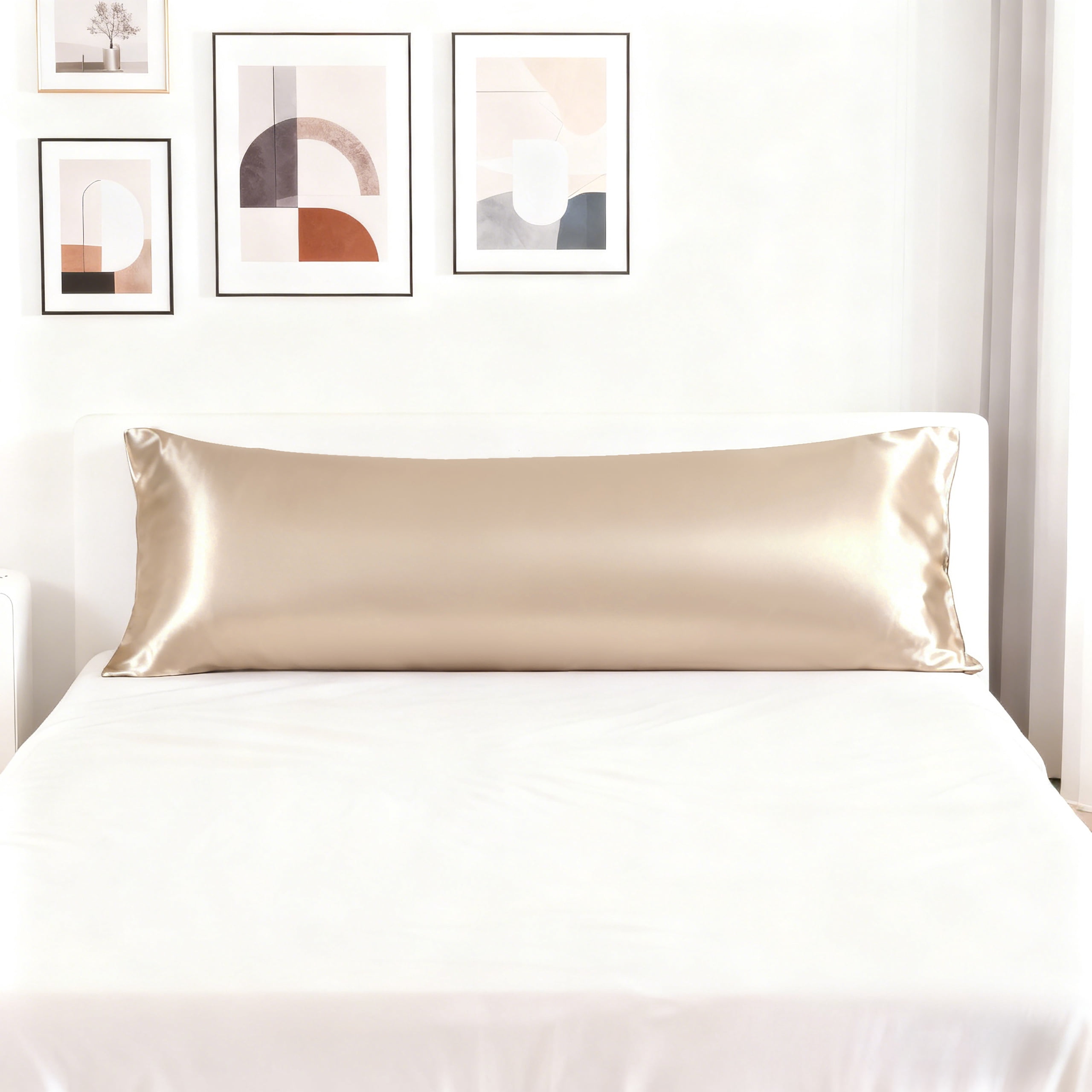 Silky Soft Satin Body Pillowcases for Hair and Skin, 20x54 Inch, 2-Piece Champagne