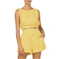 thumbnail image 3 of Dazajoo Womens Summer 2 Piece Outfits Short Sets Matching Sleeveless Tank Top High Waisted Shorts with Pockets,Yellow,XXL, 3 of 8