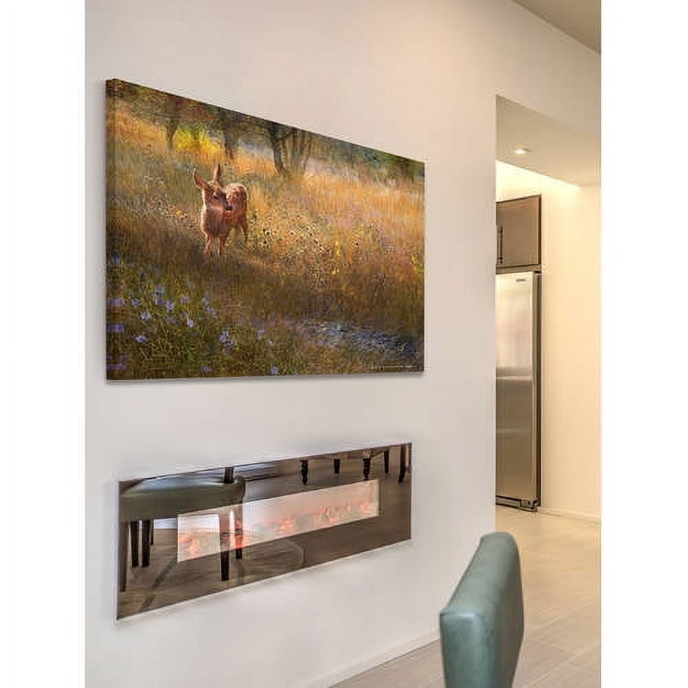 "Flowered Meadow Fawn" Painting Print on Wrapped Canvas