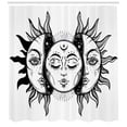 thumbnail image 3 of Ambesonne Moon Shower Curtain, Monochrome Sun and Moon, 69"Wx75"L, Black White, 3 of 3