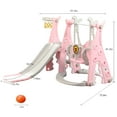 thumbnail image 4 of Ealing 4 in 1 Swing and Slide Set for Toddler Ages 1-3,Indoor Baby Swing Toys Playset with Bucket Style Seat and Basketball Hoop,Pink, 4 of 7