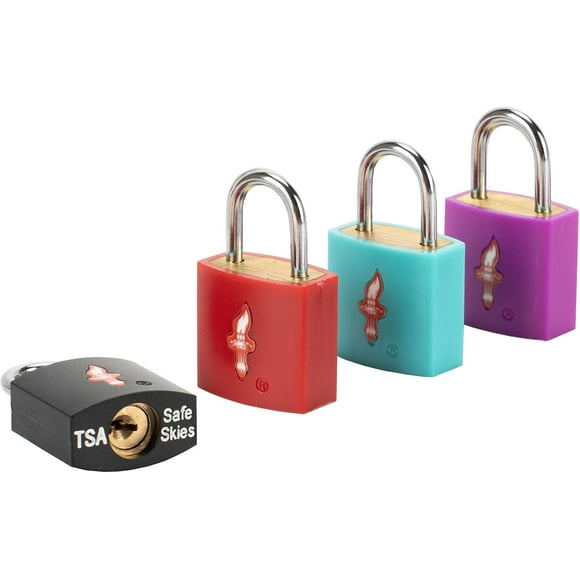 SHIQI-4 Pack Neon Square TSA Approved Luggage Locks with Key for Suitcase Carry On Backpack Laptop Bag Travel Accessories