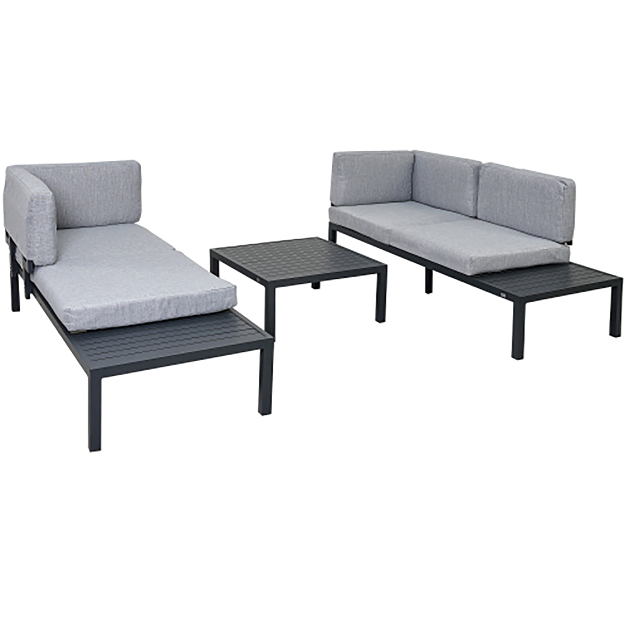 Kadyn Outdoor Aluminum Alloy Modular Sofa, Modern Sofa Three-Piece Set, Living Room Furniture Set Black Frame + Gray Cushions Kadyn Outdoor Aluminum Alloy Modular Sofa, Modern Sofa Three-Piece Set, Living Room Furniture Set Black Frame + Gray Cushions