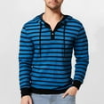 thumbnail image 6 of Men's Striped Pullover Hoodies Button Up Long Sleeve Drawstring Casual Hooded Sweatshirts Sports Color Block Shirts, 6 of 6