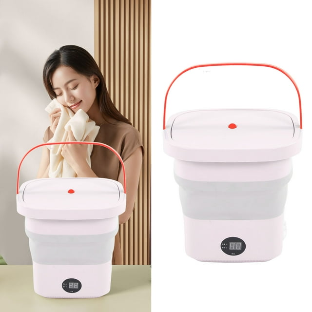 Machine à Laver Portable, Mini Laveuse Portative à Seau 6 L Pliable, Machine à Laver Automatique avec Écran LCD pour Maison, Appartement, Chambre, VR, Voyage