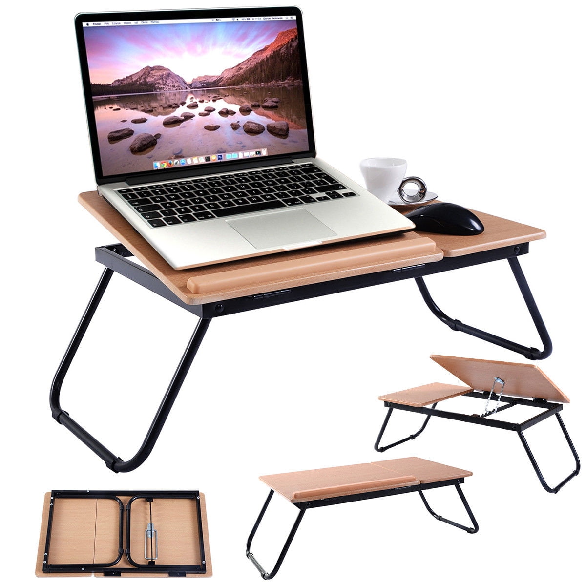 Gymax Foldable Laptop Notebook PC Desk Table Adjustable ...