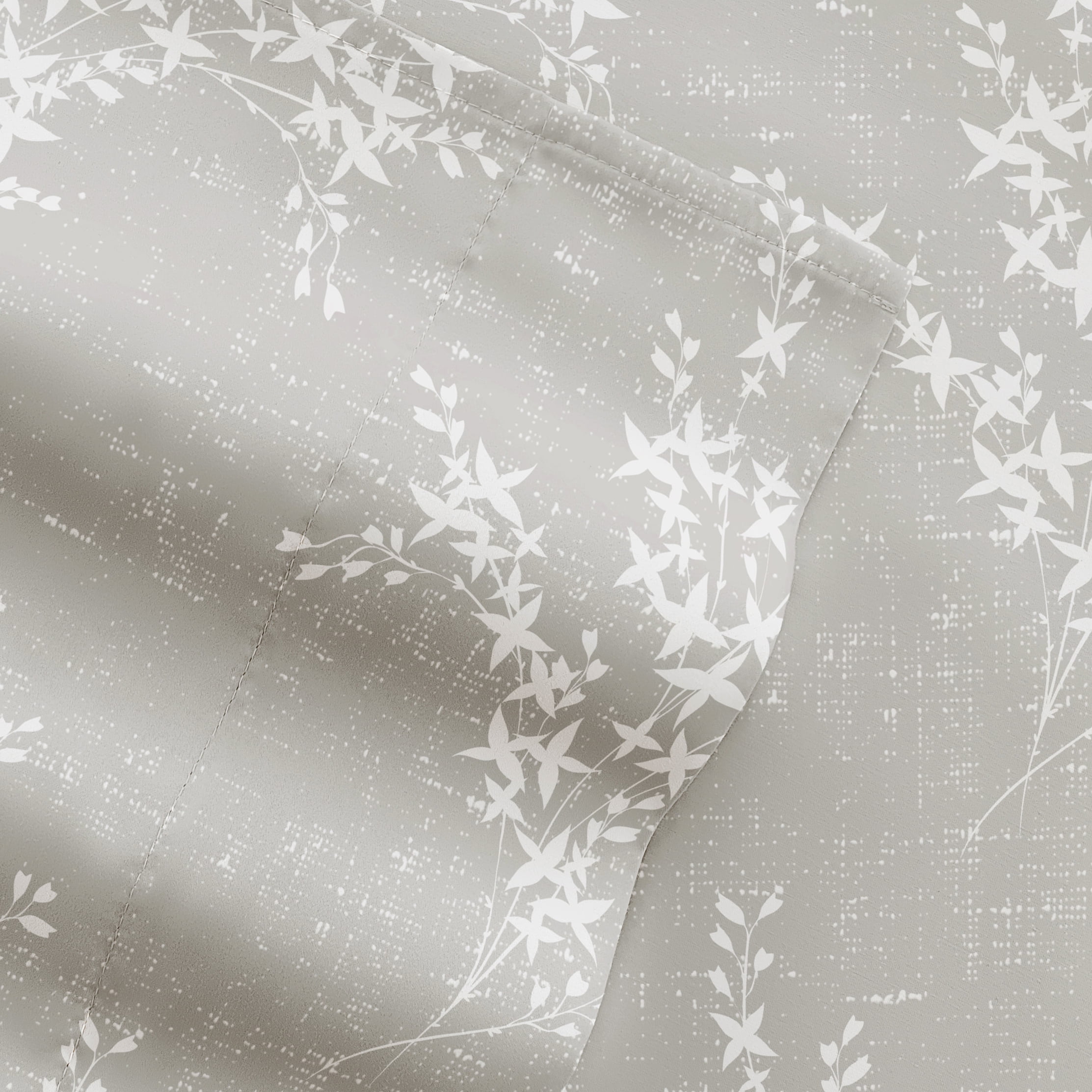 Noble Linens 4 Piece Pattern Microfiber Bed Sheets Set, Distressed Willow Light Gray, King