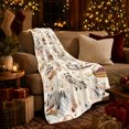 thumbnail image 3 of Woodland Raccoons Picnic Scene Cheerful Pastoral Watercolor Flannel Blanket For Nature Lovers Thanksgiving Gift Soft Cozy Home Decor Living Room Reading Nook, 3 of 7