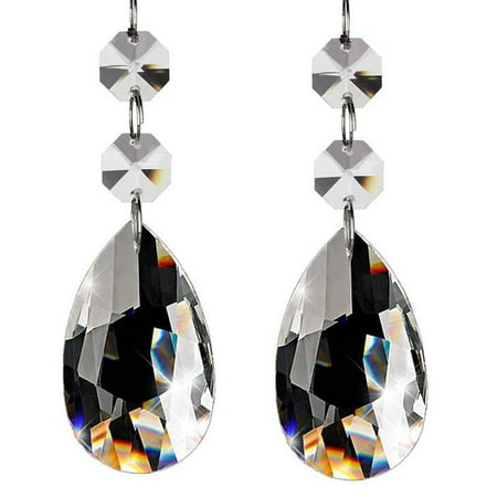 

40Pcs Chandelier Crystals Teardrop Pendants Parts Beads(50Mm Clear)