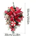 thumbnail image 3 of 2024 Christmas Wreath for Front Door 19.69 Inch Red White Candy Cane Teardrop Swag with Ball Ornaments and Red Bow Outdoor Indoor Xmas Decor for Window Mantle Home Christmas Decoration, 3 of 4