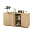 thumbnail image 5 of EHANCIS 63" Fluted Sideboard Buffet Cabinet, Modern Storage Cabinet with 4 Doors and Adjustable Shelves for Dining Room, Kitchen, Living Room (Oak), 5 of 6