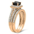 thumbnail image 2 of 1.35 Carat (ctw) 10K Rose Gold Princess Cut Black & Round White Diamond Ladies Split Shank Halo Style Bridal Engagement, 2 of 7