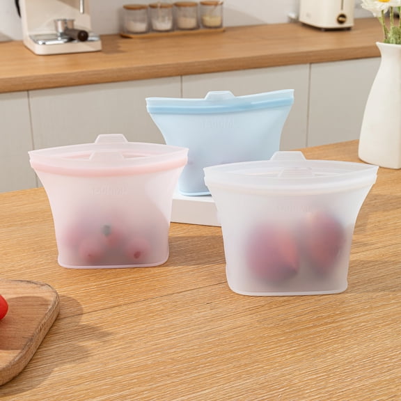 Reusable Silicone Food Storage Bag with Airtight Seal for Fresh Produce, Snacks and Meal Prep (9.7 x 6.9 in)