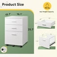thumbnail image 2 of CZMJY 3 Drawer Wood Mobile File Cabinet – Rolling Storage for Letter A4 Sizes – Sturdy Printer Stand Perfect for Home Office Organization, White 15.7"D x 16.2"W x 25.7"H, 2 of 8
