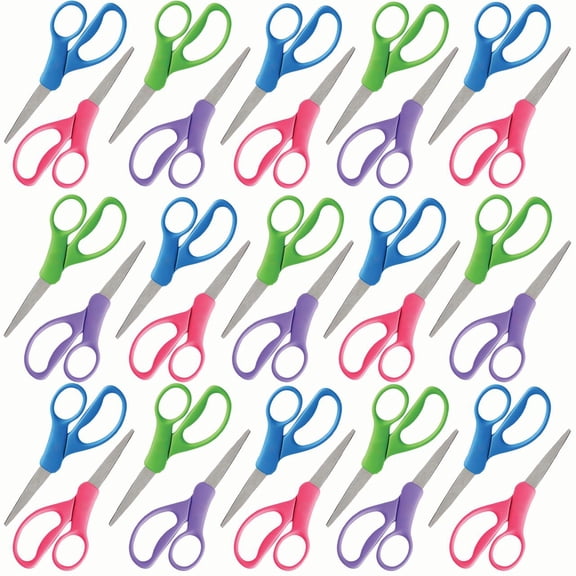 Basix by Westcott, 6" Stainless Steel Safety Scissors for Big Kids, Ages 8 , School Supplies, Assorted Colors, 30-Pack