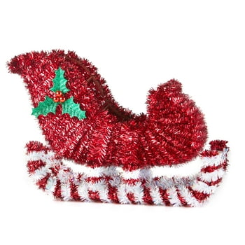 Holiday Time 3D Tinsel Sleigh op Decor, 13"