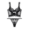 thumbnail image 2 of Conjunto de lencería para mujer floral de cinturo Ropa interior, 2 piezas Body Conjunto de y de encaje suave, , negro, M Salvador Ropa interior de mujer, 2 of 10