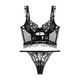 thumbnail image 2 of Conjunto de lencería femenina de encaje transparente, sujetador y braguita, ideal para bodas y para dormir (estilo francés). Negro, 2 of 9