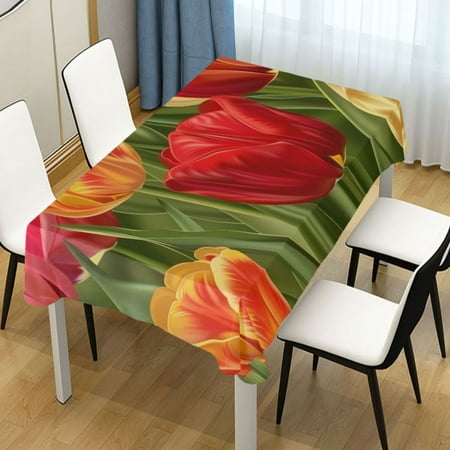 

Ryvnso Tulip Flowers Green Leaf Rectangle Table Cloth Tablecover Dinning Tablecloth 60 x90