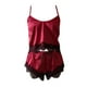 thumbnail image 1 of Gibobby Pijamas Mujer Verano Sexy Pijamas Conjunto de pijama de satén con pantalones cortos y tirantes de encaje sexy para mujer(Rojo,M), 1 of 5