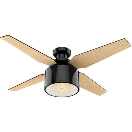 52 Cranbrook Low Profile Ceiling Fan With Remote Black Includes Light Bulb Hunter Brickseek