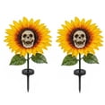 thumbnail image 2 of Halloween Solar Sunflower Skull Stake Light, Spooky LED Skull Flower Pathway Light, Halloween Solar Garden Stake Light with LED Skull Flower, 2pc, 60*25cm, 2 of 6