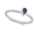 thumbnail image 4 of CHOOSE YOUR COLOR Teardrop Solitaire Black CZ Ring .925 Sterling Silver Rope Band Female Size 5, 4 of 4