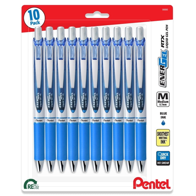 Bolígrafos de tinta de gel líquido Pentel Energel 0.7 mm RTX Blue x10