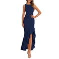 thumbnail image 1 of Vestido largo PRETTYGARDEN para mujer, verano 2025, con volantes, azul marino, 1 of 9