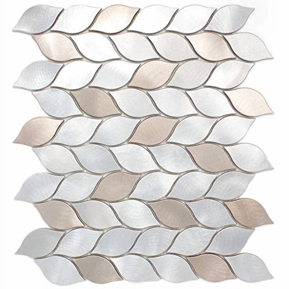 TAFDG-06 Aluminum Silver and Bronze Leaf Metal Mosaic Tile-Kitchen and Bath backsplash Wall Tile (1 Sheet)