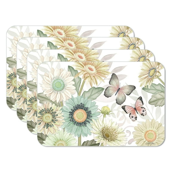 CounterArt "Boho Butterfly" 4-Pack Reversible Flexible Plastic Tabletop Placemats